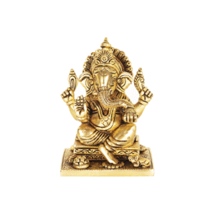 Pure Brass Lord Ganesha Idol – 5 Inch | Traditional Vighnaharta Murti for Home & Office Décor