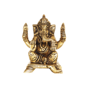 Pure Brass Lord Ganesha Idol – 3.5 Inch | Handcrafted Decorative Murti for Home & Office